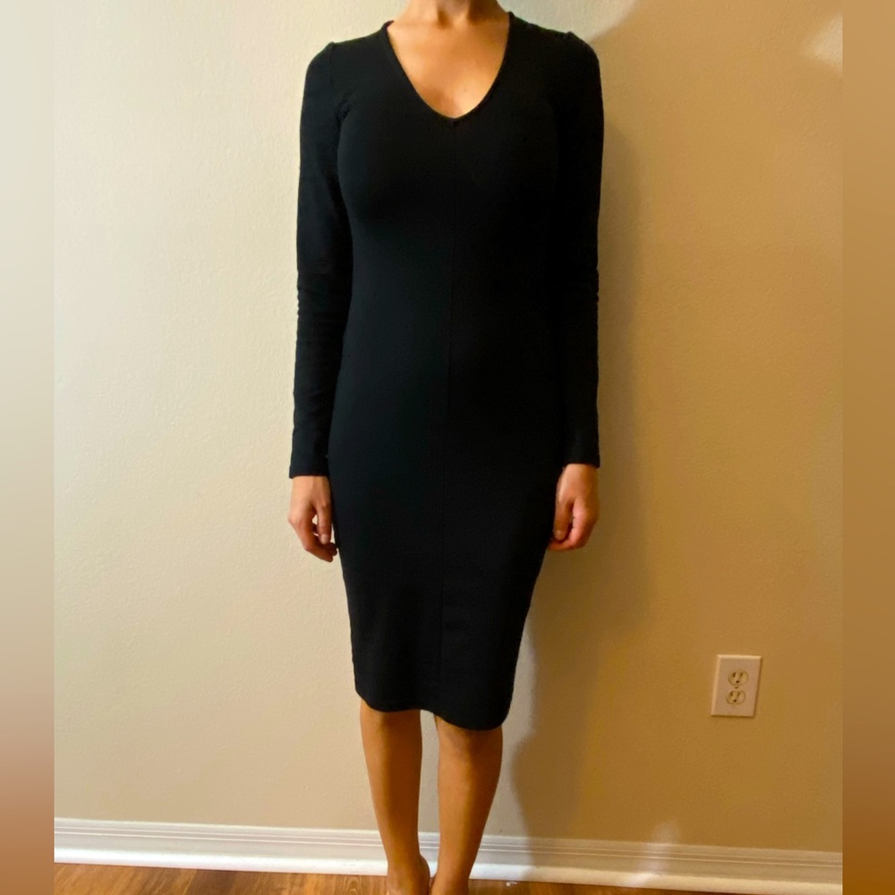 Zara Black Long Sleeve Midi Dress